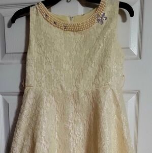 Elegant Cream Lace Kids Dress